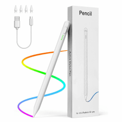 MoKo USB-C Stylus Pen für iPad 10/9/8/7/6 Gen, iPad Pro 13/11" (M4) 2024, iPad Pro 12,9/11, iPad Air 13/11" (M2) 2024/5/4/3, iPad Mini 6/5 Gen, Palm Rejection & Neigung, Weiß