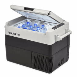 DOMETIC CoolFreeze CFF 45, tragbare elektrische Kompressor-Kühlbox, 44 Liter, 12/24 V und 230 V für Auto, Lkw, Boot, Reisemobil und Steckdose, Grau