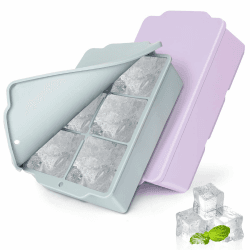 Lifhety Eiswürfelform Silikon, 2 Stück 6 Fach 5cm Groß Eiswürfelform Eiswürfelbehälter mit Deckel, xxl Ice Cube Tray Silicone für Gekühlte Whisky, Cocktail
