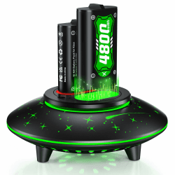 4800mWh Akku RGB Bunt Ladestation für Xbox One/One S/X/Xbox Series X/S, 6 Colors LED Modus RGB Schnellladestation Wiederaufladbarer Xbox Akku für Xbox Series X/S/Xbox One/One S/X/Elite (RGB LED Modus)