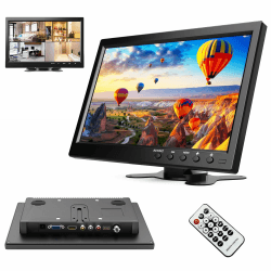 podofo 10,1 Zoll Monitor Tragbarer Mini Monitor 1080P LCD PC Bildschirm mit HDMI,AVI,VGA,USB,BNC Eingang Display Videoplayer Monitore für Gaming/PC/TV/DVD/Auto Kamera/Überwachungs Kamera -12V