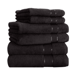 Mixibaby Handtuch 6er Set 2X Duschtuch 2X Handtuch 2X Gästetuch 100% Baumwolle Frottee, Farbe:Schwarz
