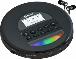 KLIM Nomad - NEU 2023 - Tragbarer CD-Player Discman mit langlebigem Akku - Inklusive KLIM Fusion Kopfhörer - Kompatibel mit CD-R, CD-RW, MP3 - Mit TF-Reader, Radio FM, Bluetooth (Generalüberholt)