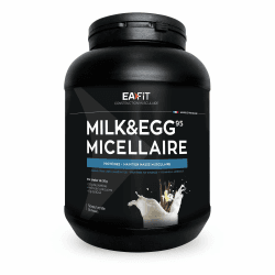Eafit Milk Egg 95 Micellar 750g, Vanille, Caseine Proteine, Muskelaufbauprotein, Erhaltung der Muskelmasse, Langsame Assimilation, Anti-Doping, 25 Portionen, Eafit Französische Marke