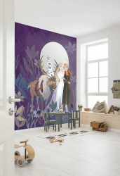 Disney Vlies Fototapete - Frozen Full Moon Hike - Größe 200 x 250 cm - Kinderzimmer, Tapete, Kindertapete, Eiskönigin