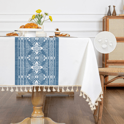 MYSKY HOME Tischdecken 140 x 240 cm Rechteckig Abwaschbar Leinenoptik Tischtuch Wasserabweisende Tischwäsche Klein Gartentischdecke Table Cloth für Camping, Hochzeiten, Geburtstag