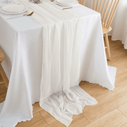 CHUQING Tischläufer Weiß Chiffon Weiss Tischband 70 cm x 4 m Tischdeko Hochzeit Table Runner Hochzeitsdeko Weißer Dekostoff Weiß-t 70 x 400 cm