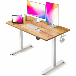 FEZIBO Schreibtisch Höhenverstellbar Elektrisch, 120 x 60 cm Computer Stehschreibtisch mit Memory-Steuerung und Anti-Kollisions Technologie, Hellbraune Tischplatte
