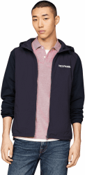 Tommy Hilfiger Herren Sweatshirt mit Reißverschluss Mix Zip Thru mit Kapuze 3XL Blau (Desert Sky)