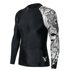 HUGE SPORTS Wildes Tier Rashguard Sonnenschutz Schnelltrocknend Kompression Schwimmshirt S Schwarzer Bär