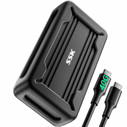 SSK M.2 SSD Gehäuse 40Gbps, USB4 NVMe Gehäuse USB C Kompatibel für Thunderbolt 4/3, Aluminiumlegierung Festplattengehäuse mit M.2 M-Key 2280/2260/2242/2230 SSD Adapter mit LED-Anzeige