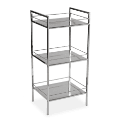 Versa Hannover Möbel für das Bad, Ablagefläche mit 3 Fächern, Maßnahmen (H x L x B) 84 x 31 x 19 cm, Stahl, Farbe: Silber