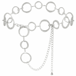 YooAi O-Ring Kettengürtel Taille Gürtel Links Für Frauen Metall Link Kette Geschenk Kreis Silber 120 Zentimeter
