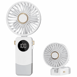 LUPATDY Tragbarer Handventilator,faltbarer kleiner Ventilator,Wiederaufladbar Handventilatoren 2000-mAh-Akku mit 5 Geschwindigkeitsstufen,Handventilator mit Elektrischer Anzeige Silber