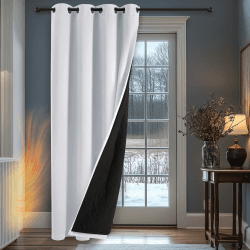 Deconovo 100% Verdunkelung Vorhang Winter Dicke Gardine mit Ösen Doppellagig Fenstersvorhang Wärmeisolierend Vorhänge Kälteschutz Thermo Vorhang, 214x132(HöhexBreite), Silber Grau, 1 Stück