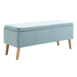 HOMCOM Sitzbank Polsterbank mit Stauraum Bettbank mit Leinenoptik für Flur Schlafzimmer Wohnzimmer Gummiholz Hellgrün 110 x 39 x 45 cm