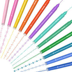 AECHY 12 bunte Kurven-Notizstifte, 10 verschiedene Kurvenformen und 12 Farben von Stiften mit doppeltem Ende und feinen Linien, Kurven-Highlighter-Set für Kinder, Tagebuch, Notizen, Zubehör