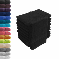 10er Set Waschhandschuhe Waschlappen Schwarz 16x21 cm | 100% Baumwolle Frottier | Oeko-TEX® Standard 100 | Premium Qualität 500 g/m²