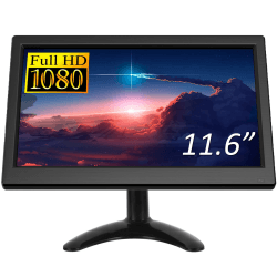 CAMECHO 11,6 Zoll Portable Monitor HD 1080P Display CCTV-Monitor Eingebauter Lautsprecher mit HDMI-VGA-AV-BNC-Anschluss Kompatibel mit PC, DVD, TV, Überwachungskamera Rückfahrkamera