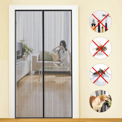MYCARBON Fliegengitter Tür Magnet 100x210cm Insektenschutz Balkontür Fliegenvorhang 10 x Stärker als Normales Fliegengitter ohne Bohren Vorhang für Balkontür Wohnzimmer Schiebetür Terrassentür Schwarz 100x210cm Schwarz Gestreift