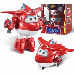 Super Wings Transformations-Flugzeug Supercharged Jett, ca. 12,7 cm große Spiel-Figur für Kinder, Spielzeug-Flugzeug und Roboterfigur für 3+ Jahre Alten Jungen Mädchen, Rot