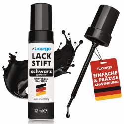 LICARGO Lackstift Schwarz Glänzend 12ml – Perfekte Deckkraft und schnelle Trocknung - Professionelle Ergebnisse für Steinschläge - Auto Lackstift Schwarz Glänzend, Kratzer Entferner Auto Schwarz