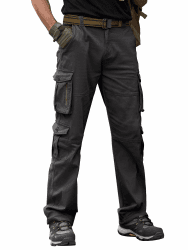 Breampot Herren Cargohose Baumwolle Baggy Chino Hosen Freizeit Outdoorhose Arbeitshose Trouser Pants M Dunkelgrau