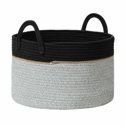 LA JOLIE MUSE Geflochtener Aufbewahrungskorb, Wäschekorb 40 * 25 cm, Baumwoll-Organizer, Korb für das Kinderzimmer, Geschenk für die Wohnkultur, Zinn-Grau