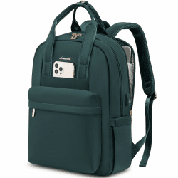 LOVEVOOK Laptop Rucksack Damen, 15,6 Zoll Schulrucksack Teenager mit USB Ladeanschluss, Wasserdicht Tagesrucksäcke Reiserucksack, Elegant Travel Backpack Daypack für Schule Büro Reise, Dunkelgrün 15.6 Zoll Dunkelgrün