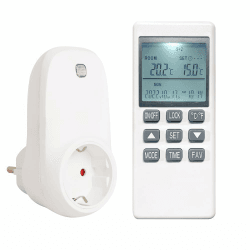 Thermostat Steckerthermostat Steckdosenthermostat mit LCD Display Fernbedienung Temperaturregler Programmierbar Timer für Infrarotheizung Verschiedene Heizgeräte