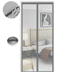 Fliegengitter Tür Magnet Insektenschutz, Verschiedene Größen, 95 x 200cm, Magnetvorhang ist Ideal für Balkontür Wohnzimmer und Terrassentür, Kinderleichte Klebemontage Ohne Bohren, Reines Grau 95x200 cm Reines Grau