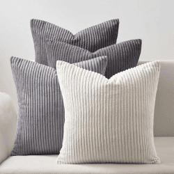 Topfinel 4er Set Kissenbezug 45x45 cm grau Kordsamt Kissenbezüge Kissenhülle Dekokissenbezug sofakissen dekokissen deko für Sofa Schlafzimmer Wohnzimmer Balkon Kinder flauschig Farbverlauf