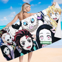 Powmag D-emon Slayer Strandtuch, Strandtuch für Kinder, Strandhandtuch Groß 150x75cm, Strandtuch Mikrofaser Schnelltrocknend, Strandtücher für den Strand Gym Travel Strand Sauna