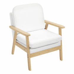 WOLTU Sessel Einzelsofa, aus Leinen Massivholz, Loungesessel Relaxsessel Lesesessel Fernsehsessel, für Wohnzimmer Schlafzimmer Cremeweiß, SKS51cm