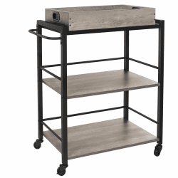 VASAGLE Servierwagen, Küchenwagen, abnehmbares Tablett, mit verstellbaren Füßen und Rollen, Küchenregal, Stahlrahmen, 40 x 72 x 86 cm, Industrie-Design, Greige-schwarz LRC072B02