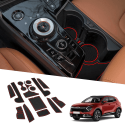 BIXUAN NQ5 2024 kompatibel mit Kia Sportage NQ5 2022 2023 2024 Antirutschmatten Mittelkonsole Armlehne Gummimatten Getränkehalter Matte Rutschfeste Türnaht Matten Türschlitzmatte 14 Stück