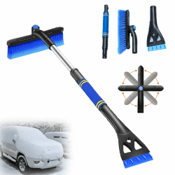 FYZSJWL Eiskratzer Auto mit Besen, 360° drehbarem Schneebürste, 2 in1 Schneebesen Auto Ausziehbar, Schneebesen Auto Teleskop, 74cm Lang mit Wärmendem, Rutschfestem Griff, Auto Lackschonend