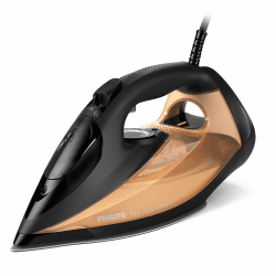 Philips Series 7000 Dampfbügeleisen – 2800 W, konstante Dampfleistung 50 g/min, Dampfstoß 250 g, Vertikaldampf, SteamGlide Elite Bügelsohle, Schwarz/Gold (DST7040/80)