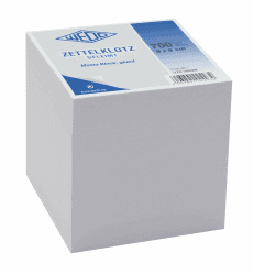 Wedo 27026520 Notiz-Zettelklotz (geleimt holzfrei, 9 x 9 cm, 700 Blatt) weiß