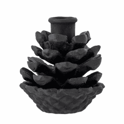 Bloomingville Fernie Kerzenhalter in Form eines Kiefernzapfen in schwarz aus Metall, Höhe: 9cm, Durchmesser: 8cm