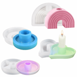 Silikonform Kerzenhalter 4 Stück,Silikonform Kerzenhalter Herz, DIY Silikonformen für Beton,3D Regenbogenbrücken Kerzenforme,Silikon Gießform Kerzenhalter