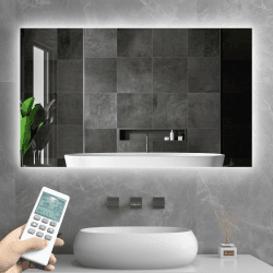 byecold Infrarotheizung Spiegel mit Thermostat 580 Watt - Spiegelheizung Infrarot mit LED Beleuchtung - Badspiegel 100x60 cm - Badezimmerspiegel - Wandheizung Heizplatte Heizpaneel Heizkörper
