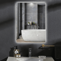 Youyijia Badspiegel mit Beleuchtung 70x50 cm Led Spiegel mit Touch-Schalte, Badezimmer Wandspiegel Badezimmerspiegel Energiesparend Lichtspiegelr Kaltweiß 6000K
