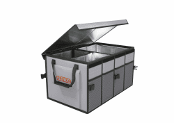 PROTEX Kofferraum Organizer [Testsieger 2024] 70 L Kühltasche - Faltbare Kofferraumtasche mit Deckel - XXL Kofferraumbox mit Wärme- & Kältedämmung - Praktisch & Wasserdicht (grau)