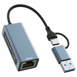 2.5G USB LAN Adapter, 2-IN-1 USB-C Ethernet Verkabelter Netzwerkadapter 100/1000/2500Mbps LAN Adapter für Switch, Steam Deck, XPS, TV Box, iPad, MacBook, Smartphone, Tablet, Laptop, etc