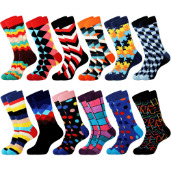 Jeasona 12 Paare Bunte Socken Herren 43-46 Lustige Socken Herren 43-46 Witzige Business Baumwolle Anzugsocken für Männer 43-46 Mehrfarbig-8339