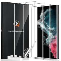 LK Schutzfolie für Samsung Galaxy S22 Ultra, 3 Stück Schutzfolie[Nicht-Glas], Vollständige 3D-Gewölbte Fingerabdruck-ID Displayfolie, HD Klar Samsung S22 Ultra 5G Panzerfolie