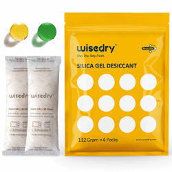 Wisedry Kieselgel-Beutel, [112 g x 4 Packungen] Trockenmittelbeutel in Lebensmittelqualität, mikrowellengeeignet, schnell reaktivieren Kieselgel-Pakete, Feuchtigkeitsindikator und wiederverwendbar für