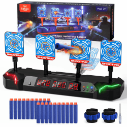 Lehoo Castle Zielscheibe für Nerf Pistole, Nerf Zielscheibe mit Licht, Sounds, Auto-Reset Nerf Zielscheibe Elektrisch mit 3 Modes, Spielzeug Geschenke für 6 7 8 9 10 Jahre Kinder Jungen(Schwarz)