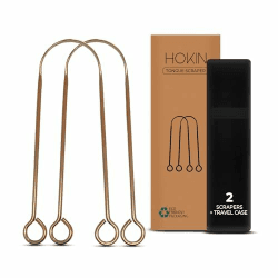 HOKIN Zungenschaber, Kupfer, zur Behandlung von Mundgeruch, 100% Kupfer, Zungenreiniger, für Männer und Frauen, Zungenbürste, Mundhygiene (2 Stück)